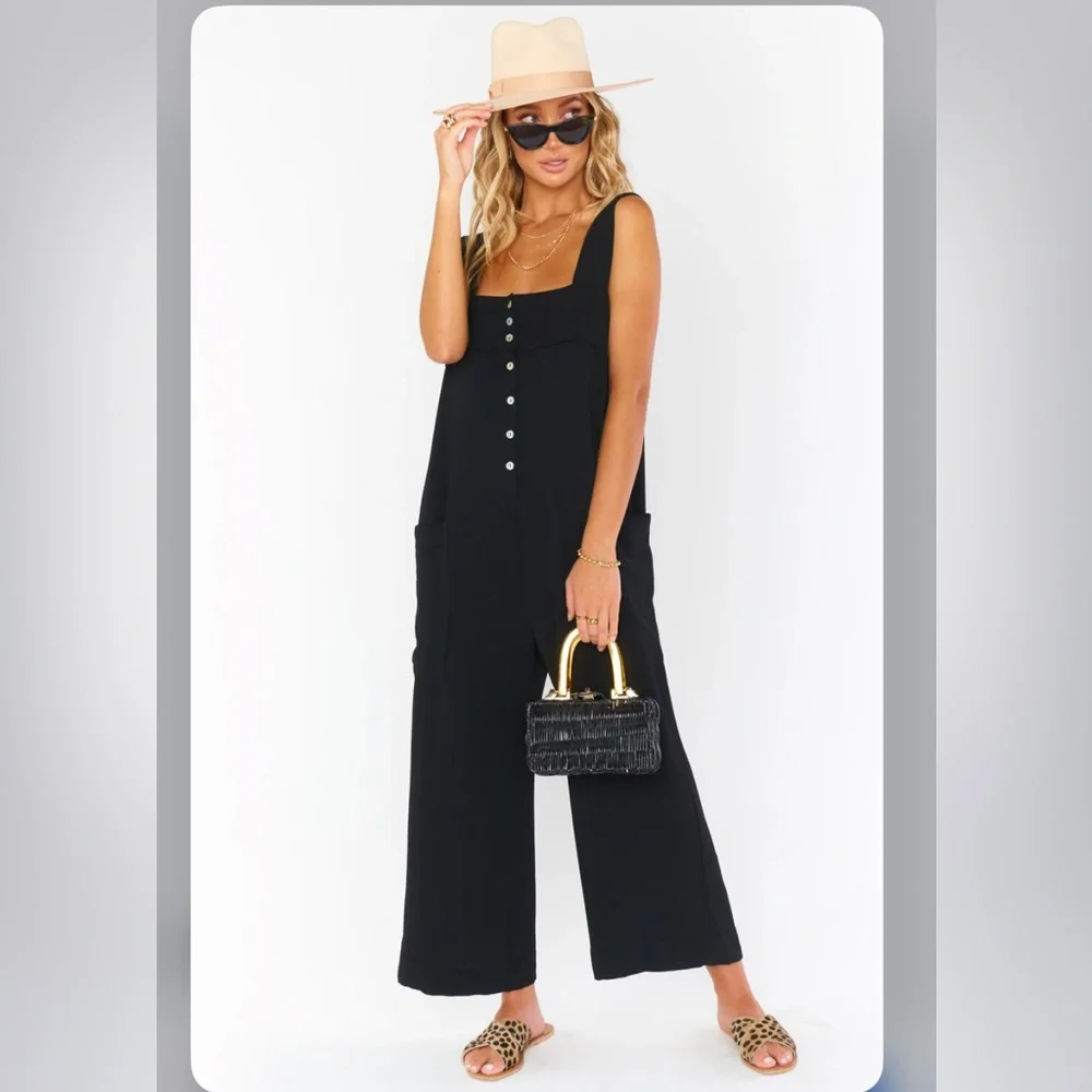 Show Me Your MuMu Run Around Jumpsuit Romper Pockets Maternity Summer Vacation - Picture 2 of 6